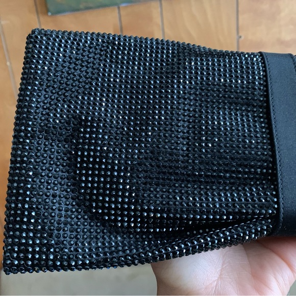Authentic Judith Leiber Black Satin Jeweled Evening Clutch Bag Handbag Purse EUC - Picture 10 of 11